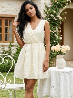 NWT Lorick SZ 12 creamy white 100% silk w/silk overlay. Bust 37”, waist 30”